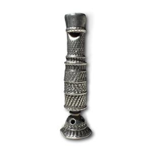 Engine-turned Silver Combination Pomander Whistle. Augsburg, Early 18th Century.