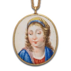 Double-sided Enamel & Gold Pendant: The Virgin & Christ. French, 17th Century. 