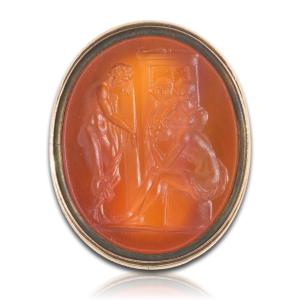 Seal With An Intaglio Of Achilles Mourning Patroclus. English, 18th Century.