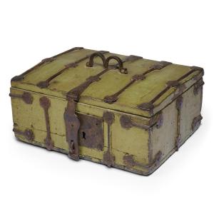 Gothic Wooden Casket With Iron Mounts. France, 15th Century.