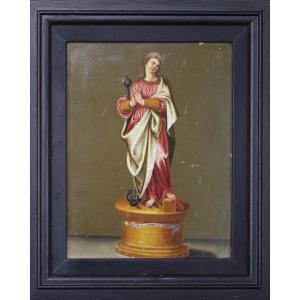 Oil Painting On Copper; Personification Of Hope. Italian, Mid-17th Century.