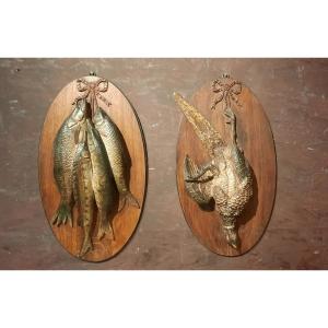 Pair Of Polychrome Hunting Trophies 