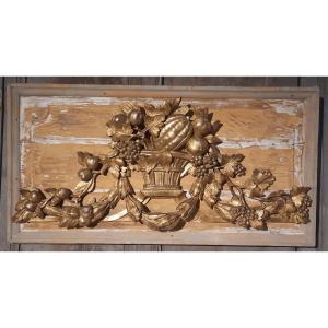 18th Century Gilded Carved Wood Door Top