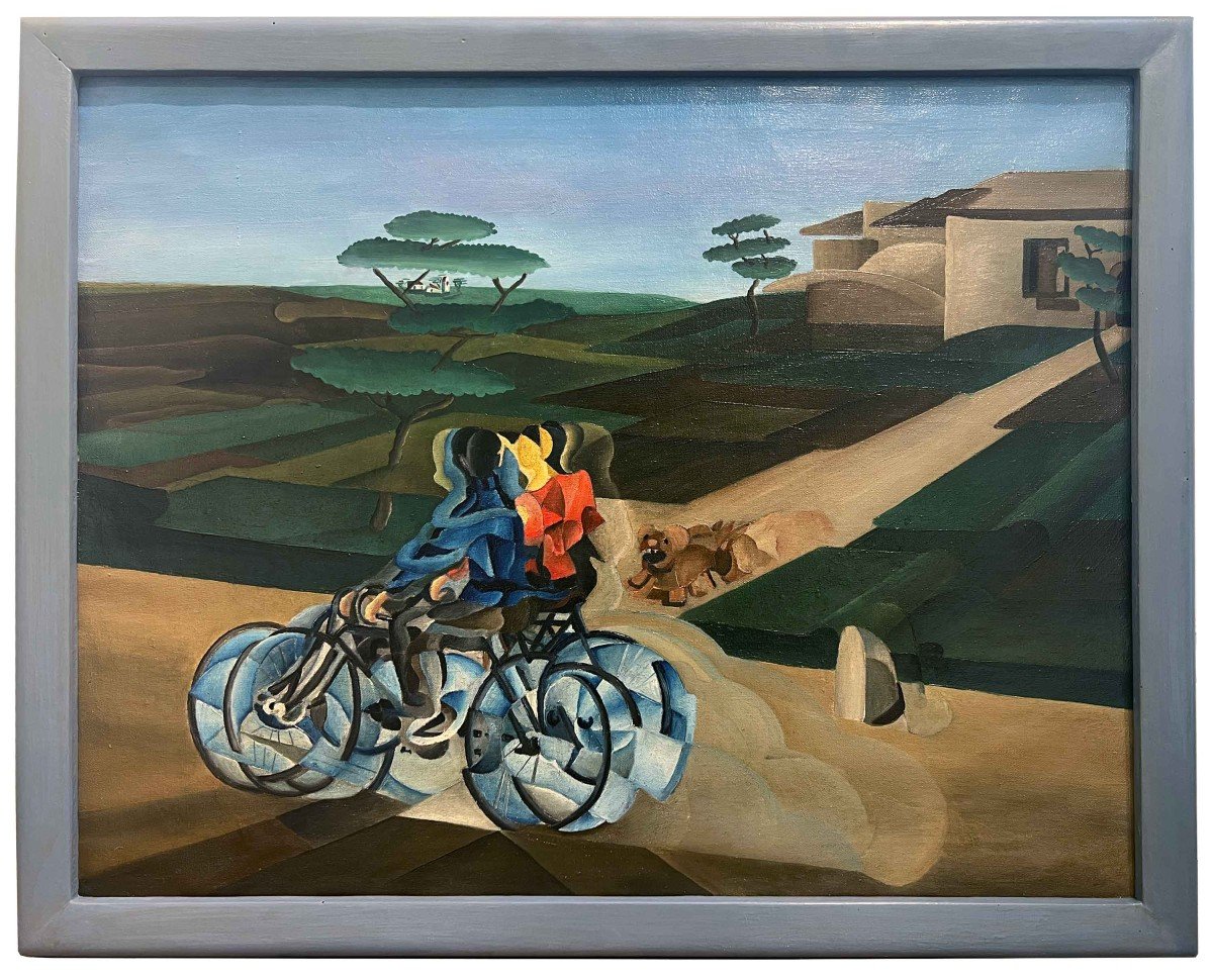 ENZO BENEDETTO - Ciclisti in campagna (1922)-photo-1