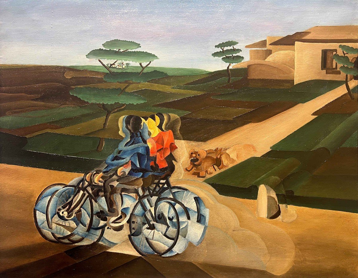 ENZO BENEDETTO - Ciclisti in campagna (1922)