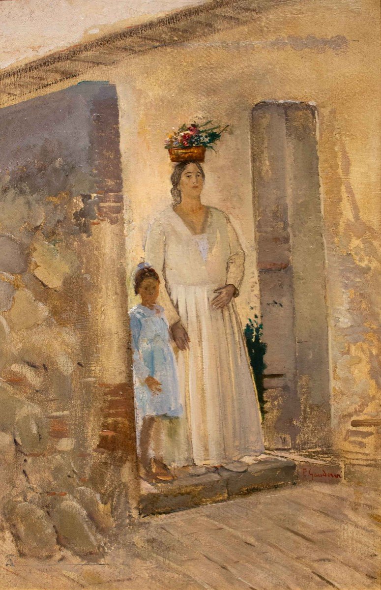 Portatrice di fiori con bimba