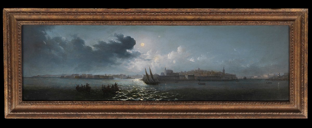 GIROLAMO GIANNI - Veduta notturna del porto di Valletta a Malta-photo-2