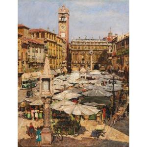 Mario Paolo Pajetta - Meriggio estivo in piazza delle Erbe, Verona