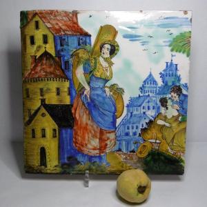 Faience De Nevers Plate Decorated With Small Trades, The Vegetable Seller Around 1800 N ° 1