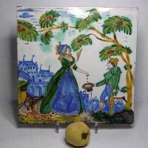 Earthenware From Nevers Plate Decorated With Small Trades, The Beggar Around 1800 N°2