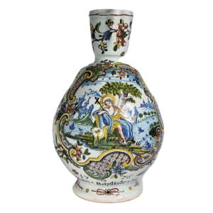 Earthenware Pitcher From Rouen, 18th Century Period