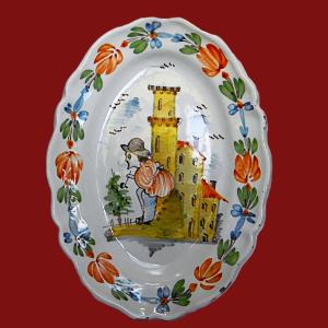 Dax Earthenware Humorous Dish With A Flattering Smoker From The 19th Century