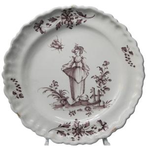 Bordeaux Earthenware, 18th-century Manganese Plate
