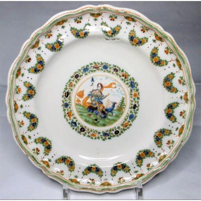 Mythological Plate In Moustiers Faience From The 18th Century, Mouans Exhibition