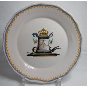 Revolutionary Plate In Nevers Faience XVIIIth Era Cf Heitschell N ° 112
