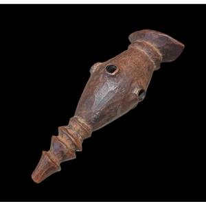 African Wooden Whistle From The 'bakongo' Tribe Of Congo - Africa - Early 20th Century