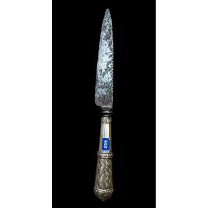 Argentine Dagger/knife In Wrought Iron And Solid Silver - Argentina - 19th Century