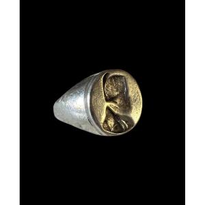 Silver Signet Ring With The Head Of Napoleon Bonaparte In Relief - France - 19th Century