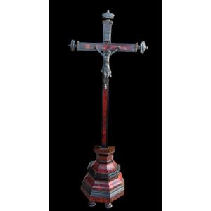 Metal 'corpus Christi' And Cross Inlaid With Tortoiseshell - European - 18th-19th Century