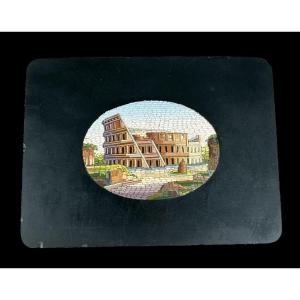 Marble And Micromosaic Paperweight 'souvenir Of The Grand Tour' - Italy - 19th Century