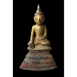 Seated Buddha In Gilded Bronze, 'shan' Style – Burma – Early 19th Century