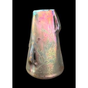 Iridescent Earthenware Vase By Clément Massier In The Art Nouveau Style - Golfe Juan - 1844-1917