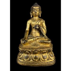 Gilded Bronze Shakyamuni Buddha - Tibet - 17th Century