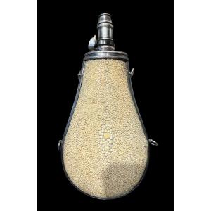 Shagreen/rayskin Powder Box With Silver Mount - France - 19th Century