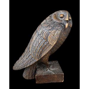 Hand-carved Wooden Owl, Black Forest (schwarzwald) - Germany - 19th/20th Century