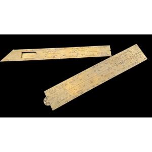 Brass Proportional Compass And 'royal Foot' By 'butterfield' - Paris, France - 18th Century