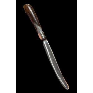 Wrought Iron Knife, Silver And Agate Handle - European - 18th Century