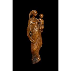  Virgin And Child In Carved Boxwood - Southern Netherlands (dutch/flemish) - 17th Century