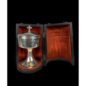 Liturgical Chalice In Silver And Silver-plated Bronze With Box - Belgium - Early 20th Century