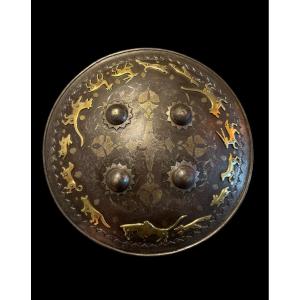 Indo-persian 'dhal' Shield In Steel And Koftgari - India - 19th Century