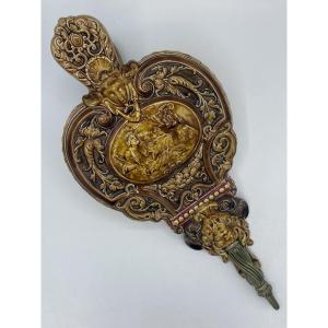 Bellows, Bouquet Holder, Sarreguemines Earthenware Circa 1875