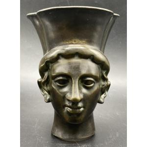 Antique Bronze Sculpture Of A Man's Head 