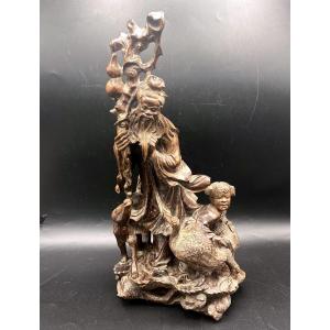 19th Century Wooden Chinese Sage 