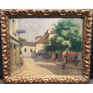 F. Mercier - Village Square Painting Around 1930