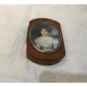 Miniature Decorating A Box, Portrait Of A Young Woman, 19th Century