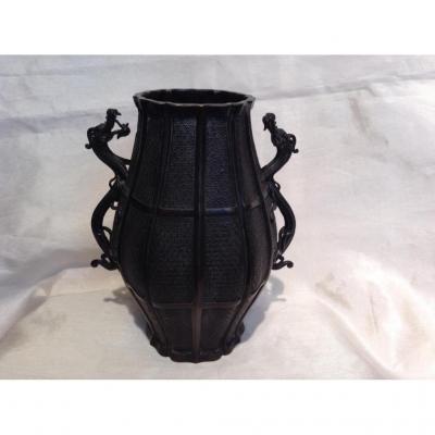 Vase Extreme Orient In Bronze 19th Decor Dragons