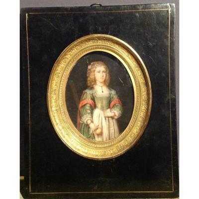 Large Miniature On Ivory "young Woman" Early Nineteenth