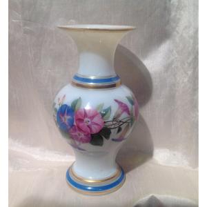 Baccarat 19th - Opaline Vase With Flower Decor