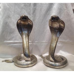 Pair Of Snakes In Silver Bronze 1900
