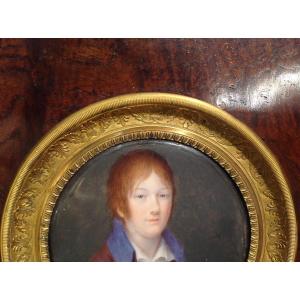 Miniature On Ivory Early 19th, Portrait Of A Woman