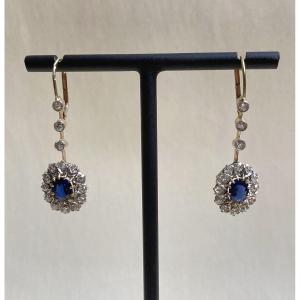 Gold, Sapphire And Diamond Earrings