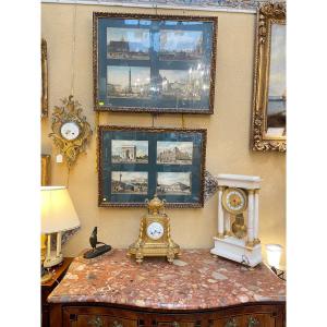 Set Of Engravings On Paris Framed 19th Century