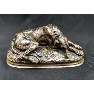 Paul Gayrard - Lying Greyhound In Bronze