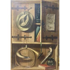 American School Still Life In Trompe l'Oeil