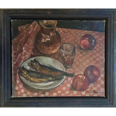 Marthe Guillain (1890-1974), Still Life With Herrings, Dated 1934