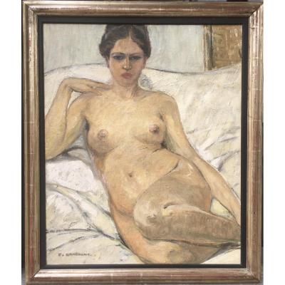 Fernand Lantoine (1876-1949), French School Reclining Nude,